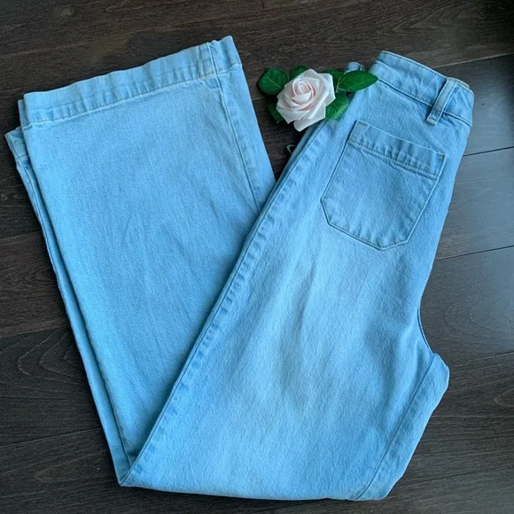 Rolla’s Sailor Light Wash High Rise Wide-Leg Jeans - Picture 2 of 14